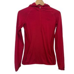Icebreaker Merino Wool Half Zip Hoodie Hot Pink Size S